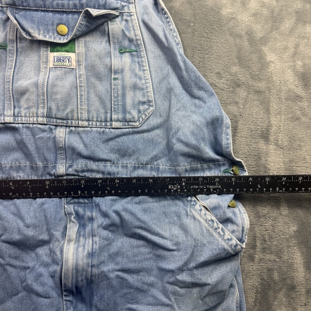 Vintage Liberty Overalls Mens 42x30 Blue Denim Bibs Work Farm Retro USA Made - Picture 7 of 8